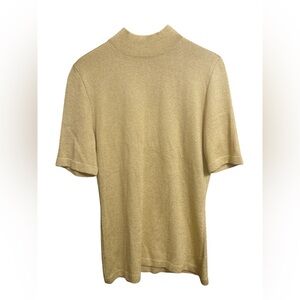 Vintage St. John Basic Tunic Blouse Quiet Luxury Gold Minimalist Grandma Sparkle